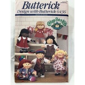VTG Butterick 6436 Cabbage Patch Kids Wardrobe Pattern 16" Doll 1992